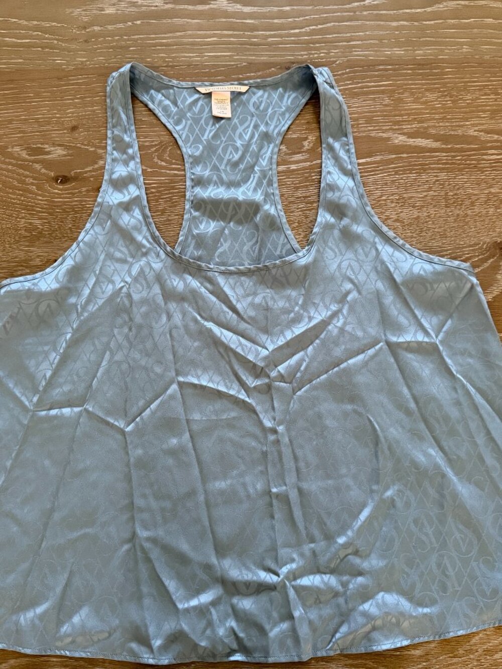 Womens Victoria's Secret Blue Pajama Satin racerback tank top Size L